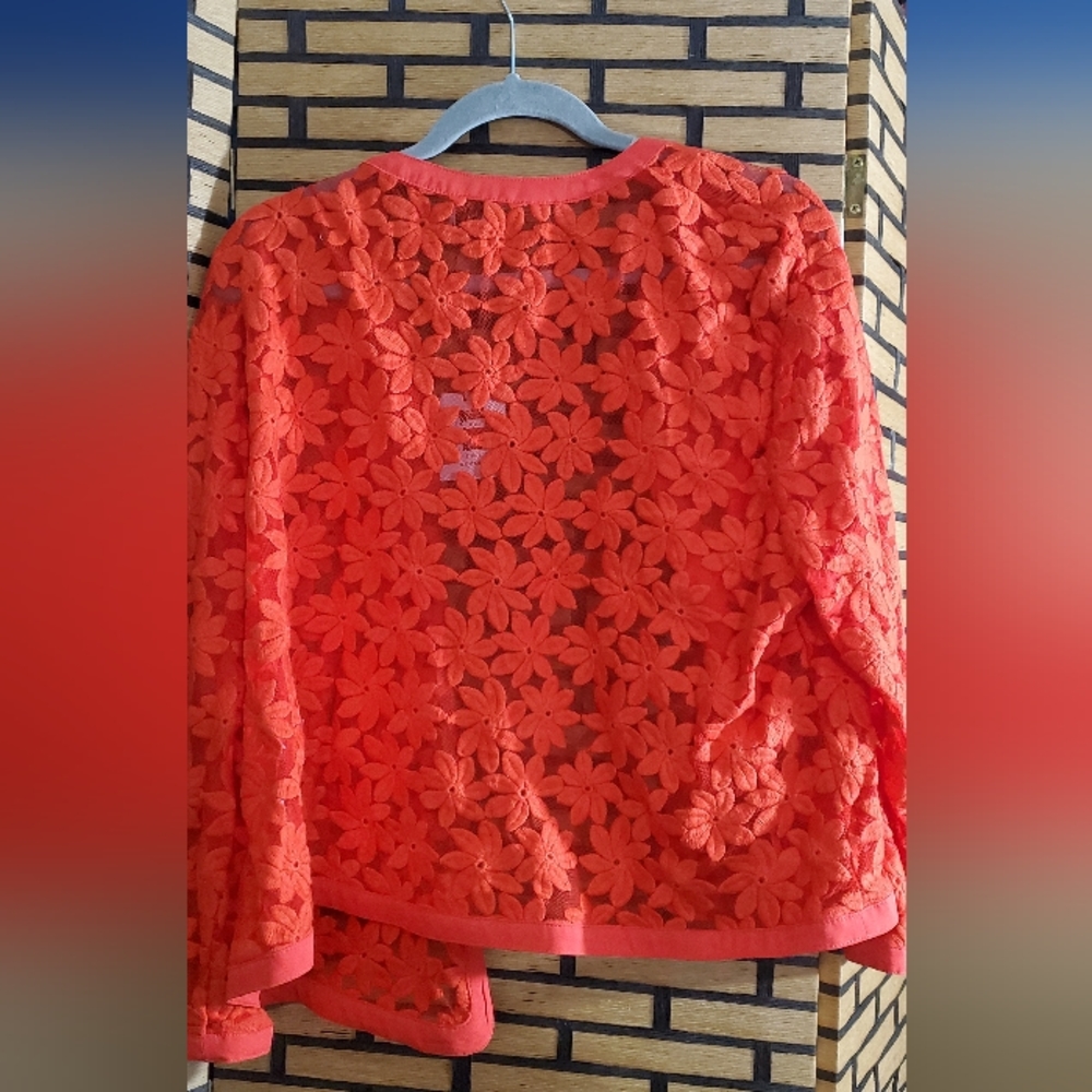 Anne Klein Women's Floral Lace Mesh Cardigan- size 20